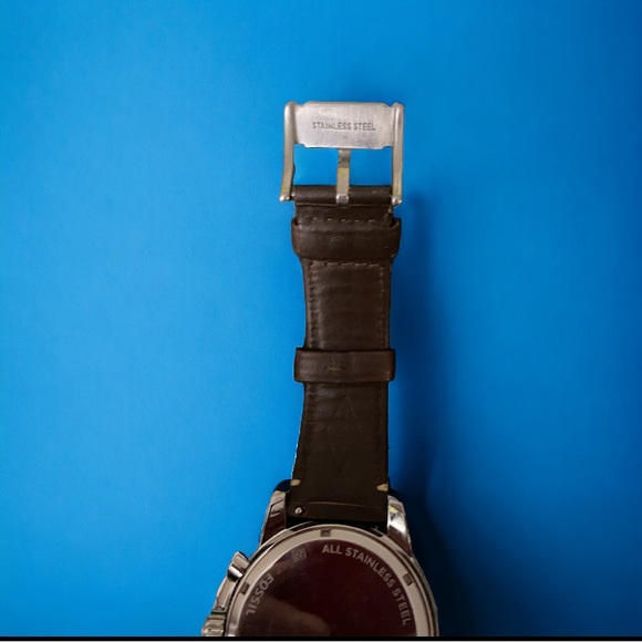 FOSSIL Dean Chronograph Blue Dial Brown Leather Men's Watch - Picture 8 of 10